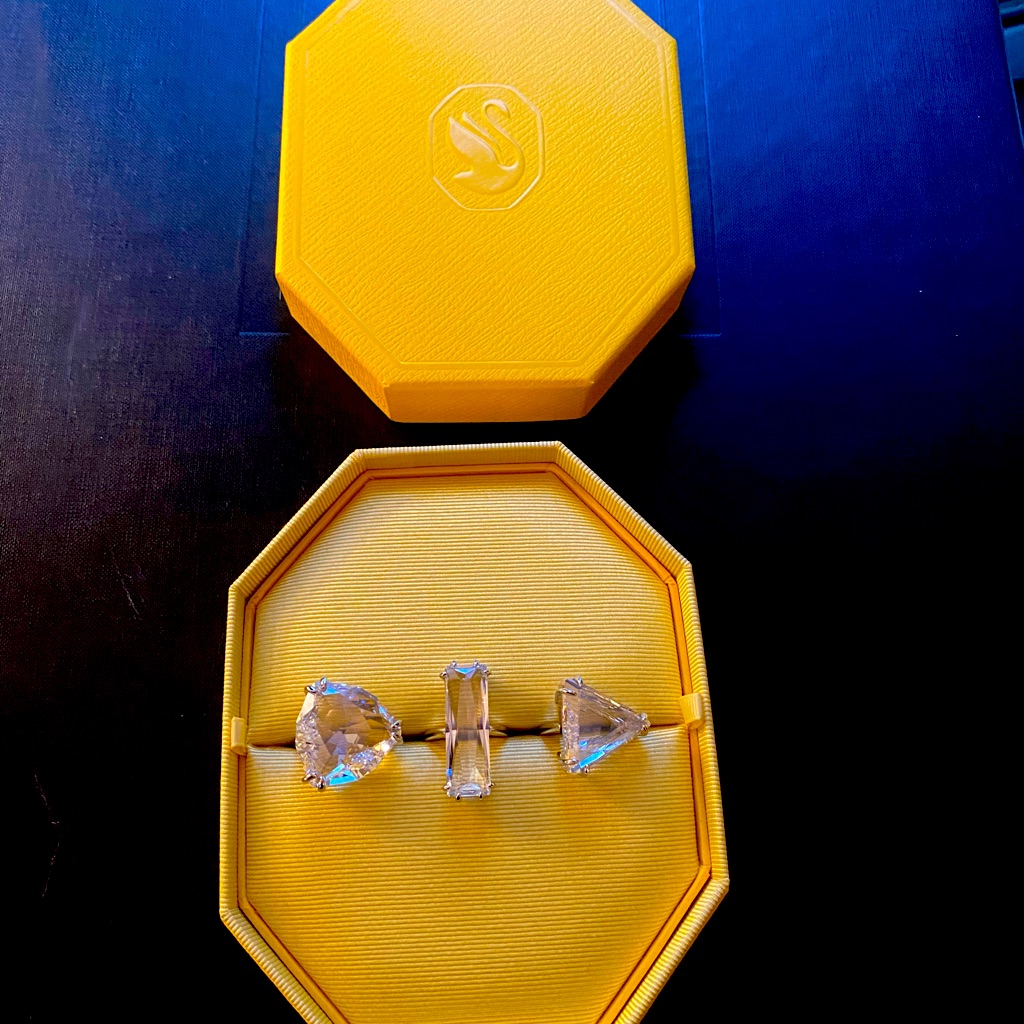 Swarovski Crystal Trio Sz 7 New With Box